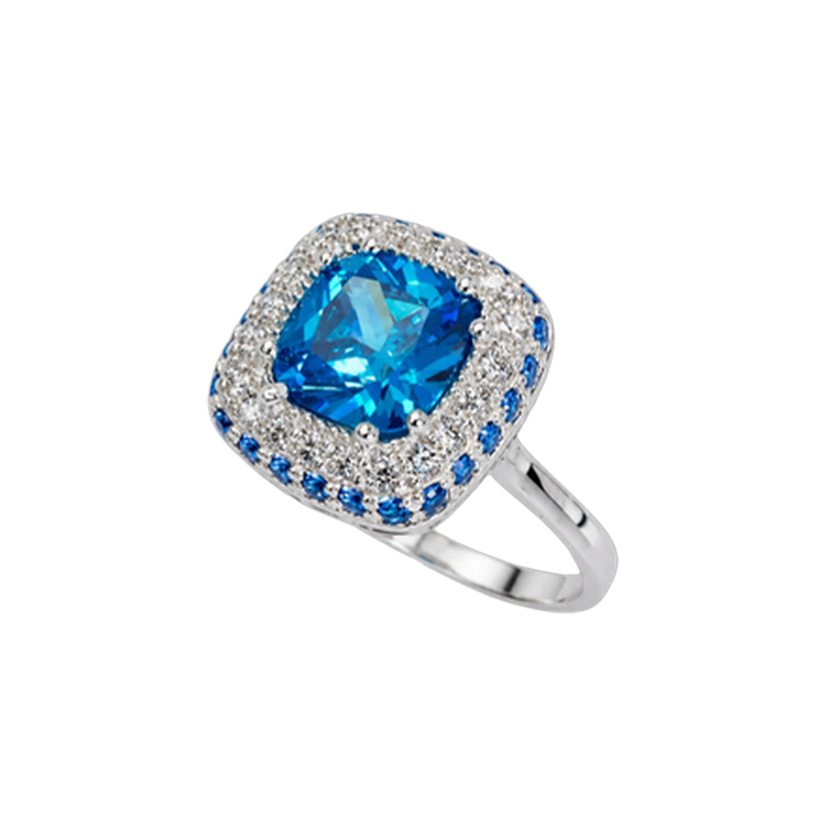 Paris Essentiel Anello Quadrato Azzurro