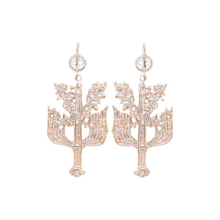 Orecchini Albero Aquila - Argento placcato in oro rosè