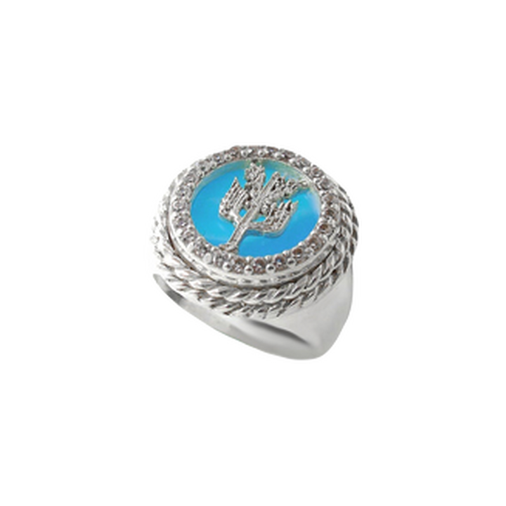 Anello Regalis Agata blu e Zirconi
