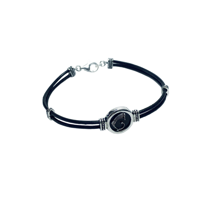 Bracciale Uomo Florens Argento 925 e Cuoio Drago