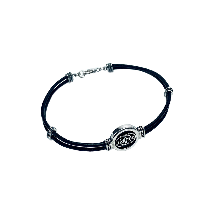 Bracciale Uomo Florens  Argento 925 e Cuoio Cerchi Trinitari