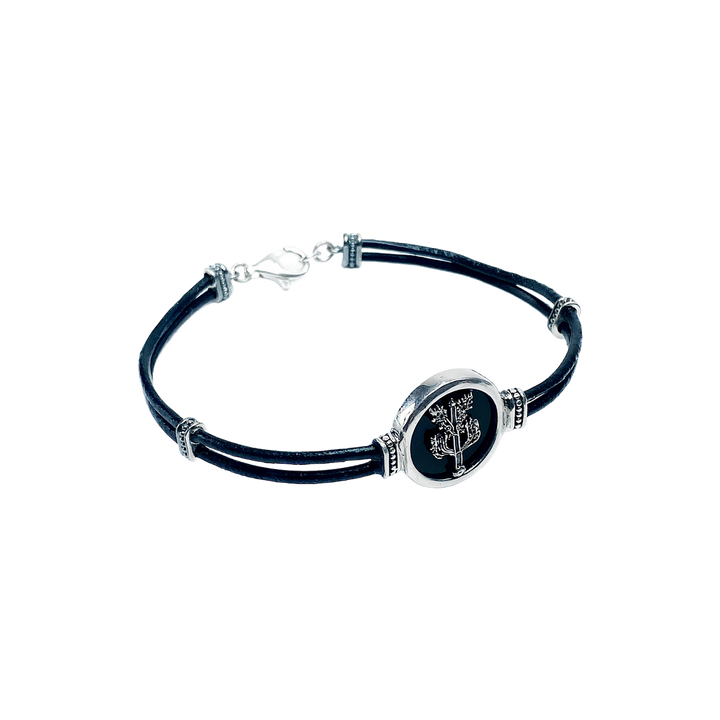 Bracciale Uomo Florens Argento 925 e Cuoio Albero Aquila