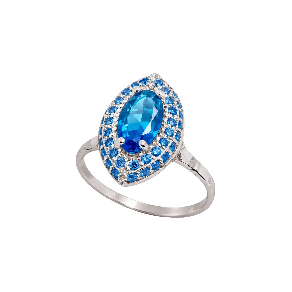 Paris Essentiel Anello Navet Doppia Fila Azzurro