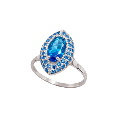 Paris Essentiel Anello Navet Doppia Fila Azzurro