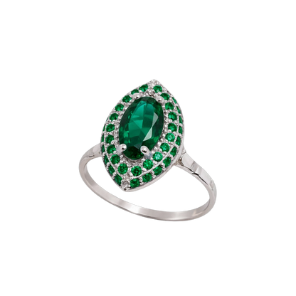 Paris Essentiel Anello Navet Doppia Fila Verde