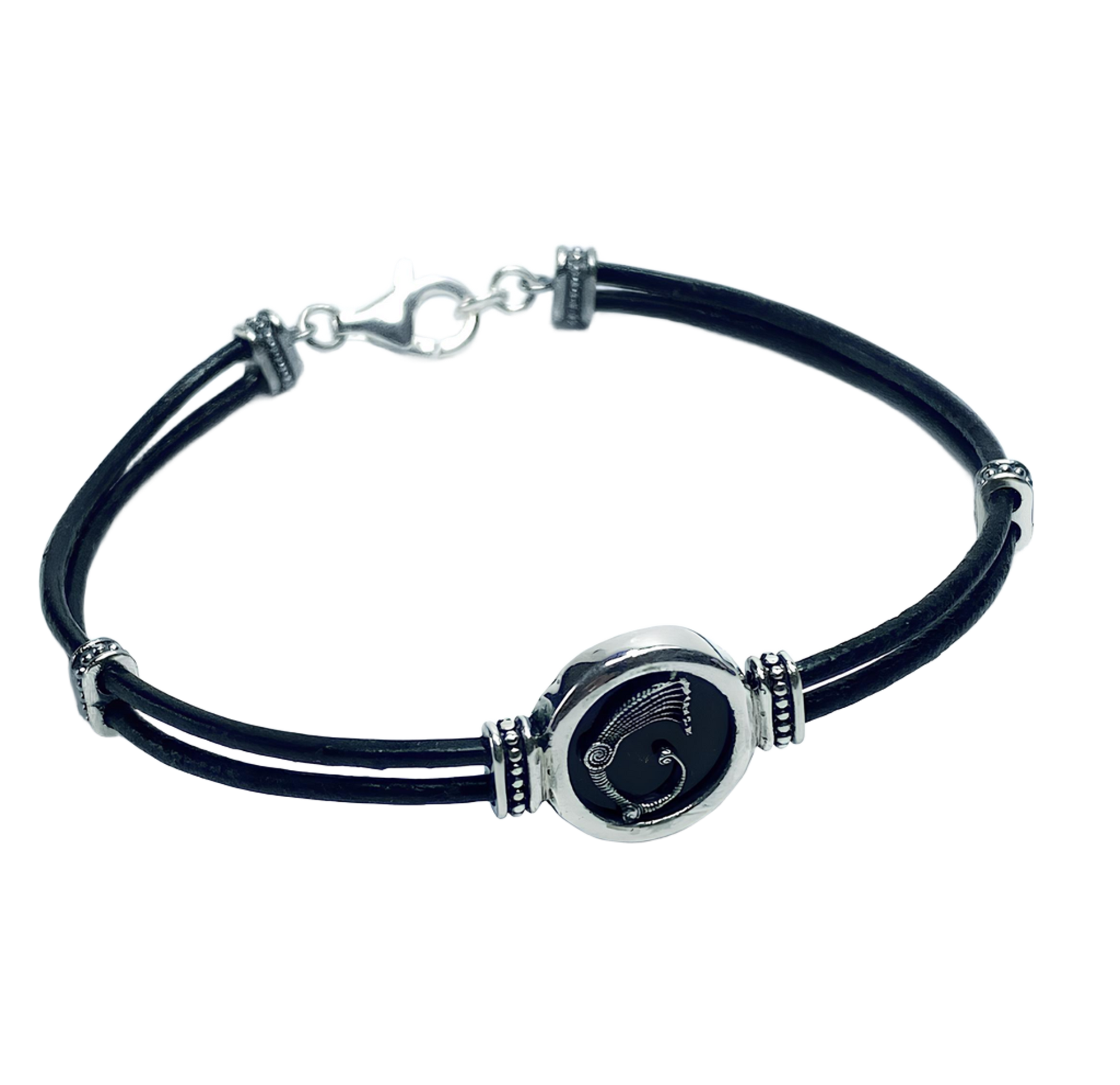 Bracciale Uomo Florens Argento 925 e Cuoio Drago