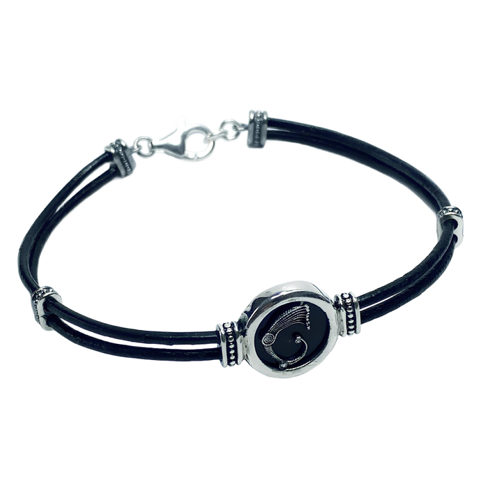 Bracciale Uomo Florens Argento 925 e Cuoio Drago