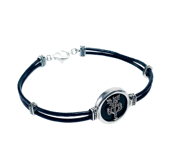 Bracciale Uomo Florens Argento 925 e Cuoio Albero Aquila