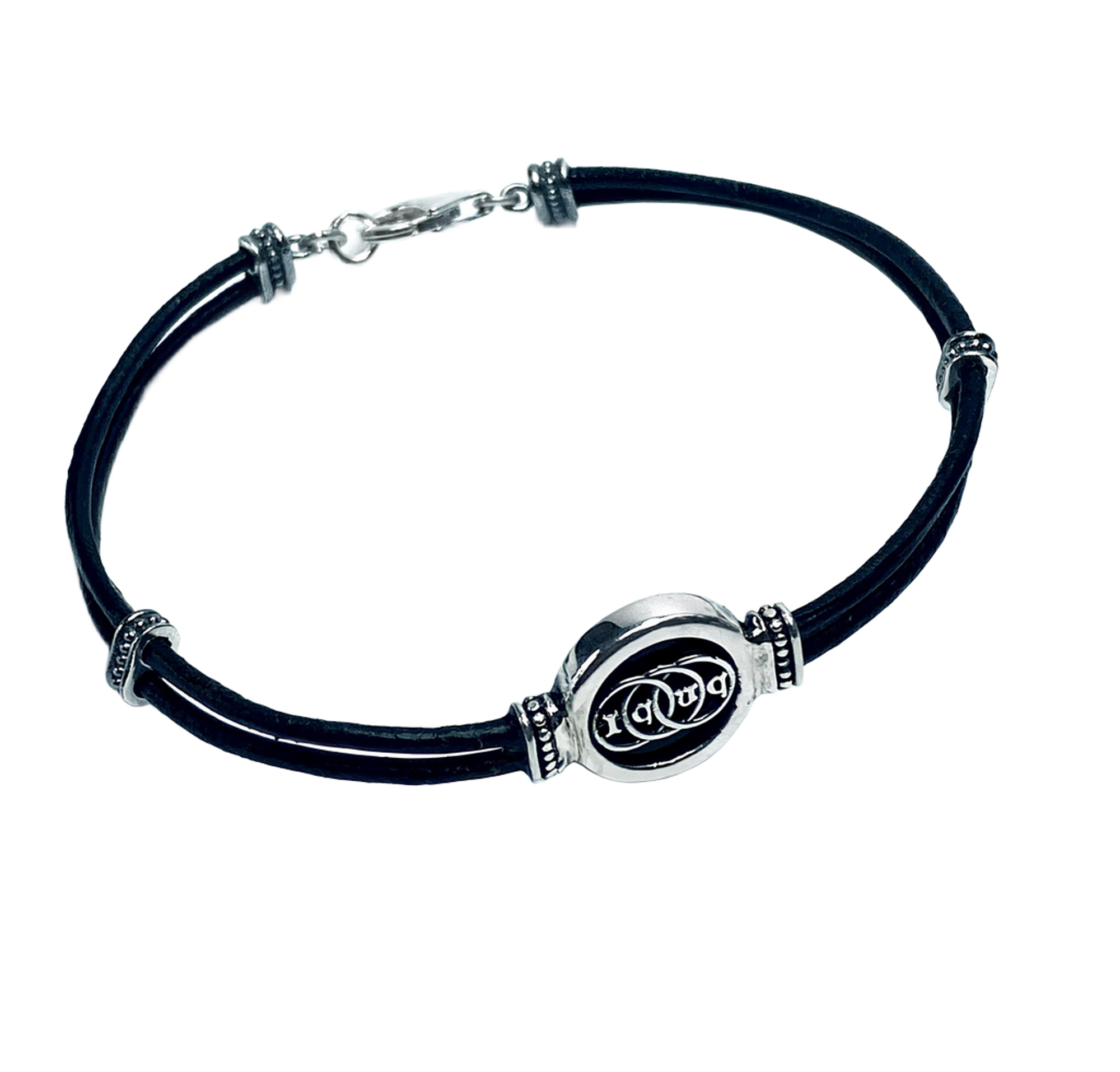 Bracciale Uomo Florens  Argento 925 e Cuoio Cerchi Trinitari