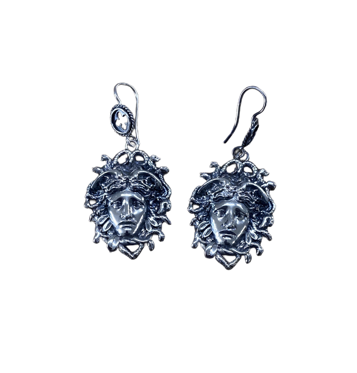 Medusa orecchini in argento 925 imbrunito