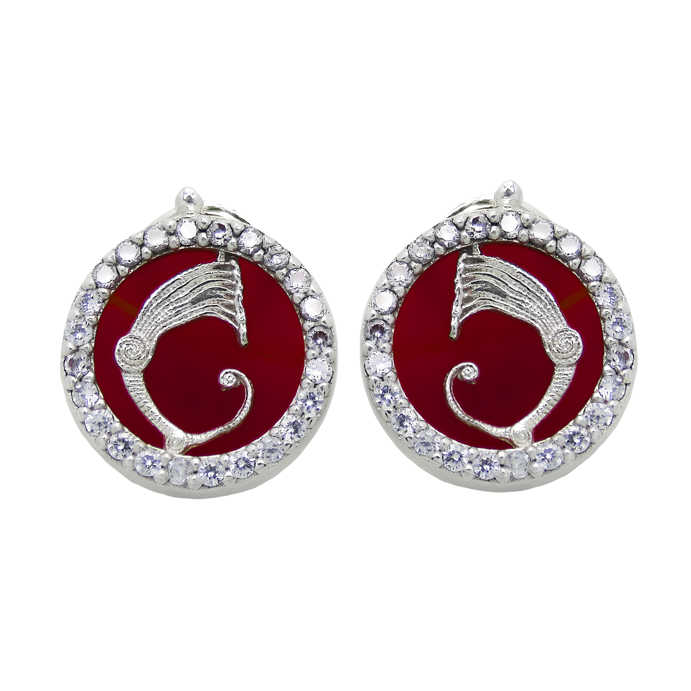 Drago Orecchini Corniola e Zirconi Chiusura a bottoncino