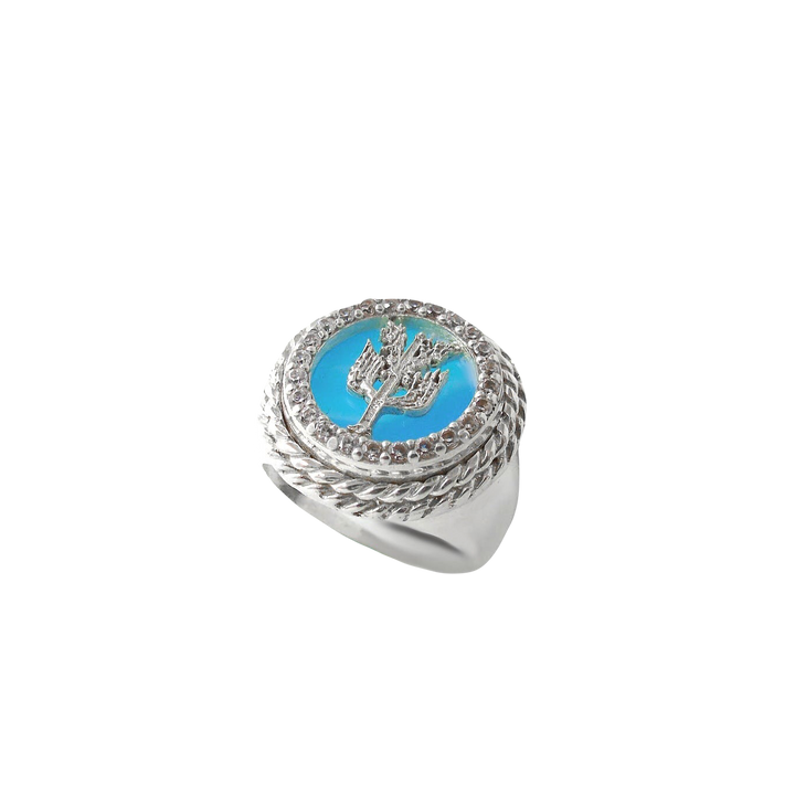Anello Regalis Agata blu e Zirconi