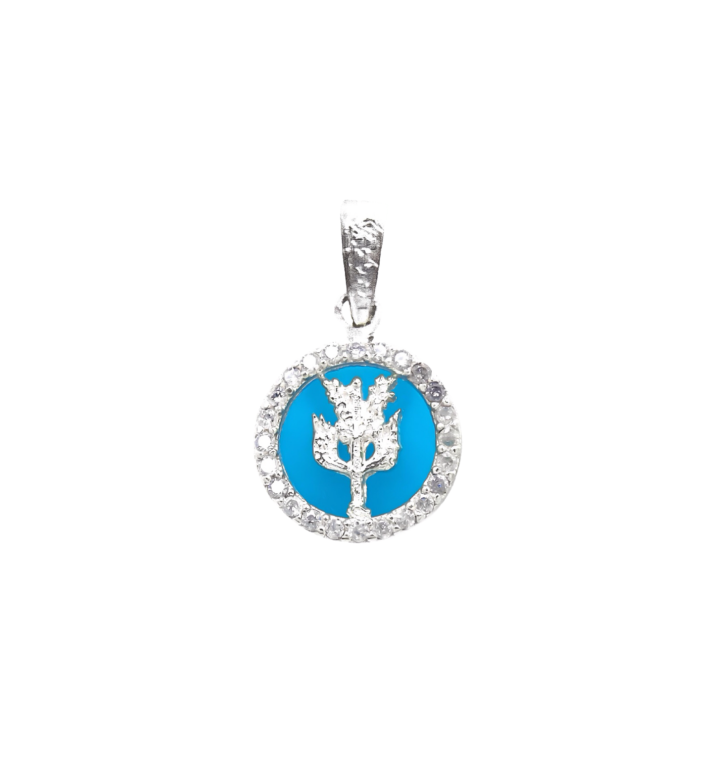 Albero Aquila Ciondolo Agata blu e Zirconi